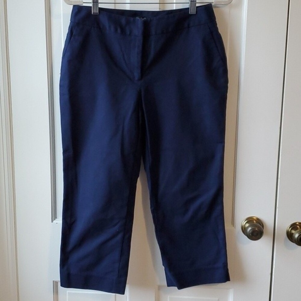RAFAELLA NAVY BLUE COTTON CAPRI PANTS 6